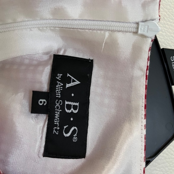 Red check dress by ABS with red Shu Shu cardigan - Picture 3 of 4